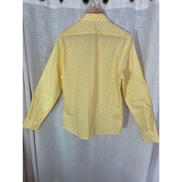NWT DNKY Men's Yellow‎ Long Sleeve Button-Down Shirt Geometric Print Size Medium - Picture 2 of 7